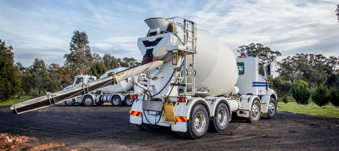 Concrete mixer truck on job site in Rogers, AR